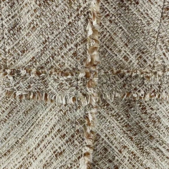Brooks Brothers Fringed Cream Brown Metallic Nubby Tweed Fitted Career Blazer 12 - Picture 5 of 13